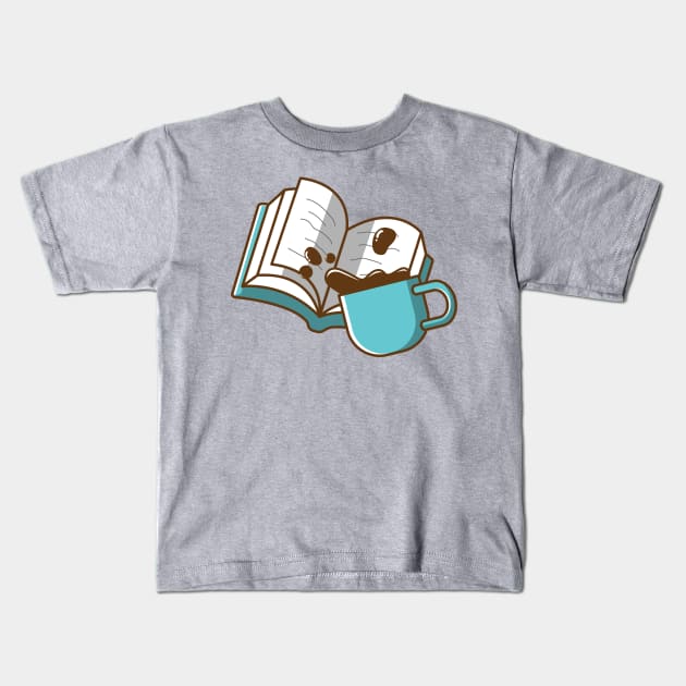 a book and a cup of coffee Kids T-Shirt by fflat hds